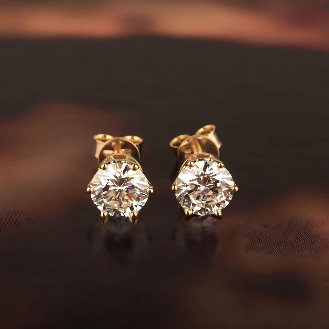 Solitaire 6 Prong Stud Earrings